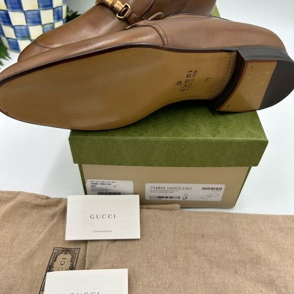 Men’s Gucci, bamboo horse bit leather loafers size 11 fits 11.5 US made in Italy - Picture 5 of 11